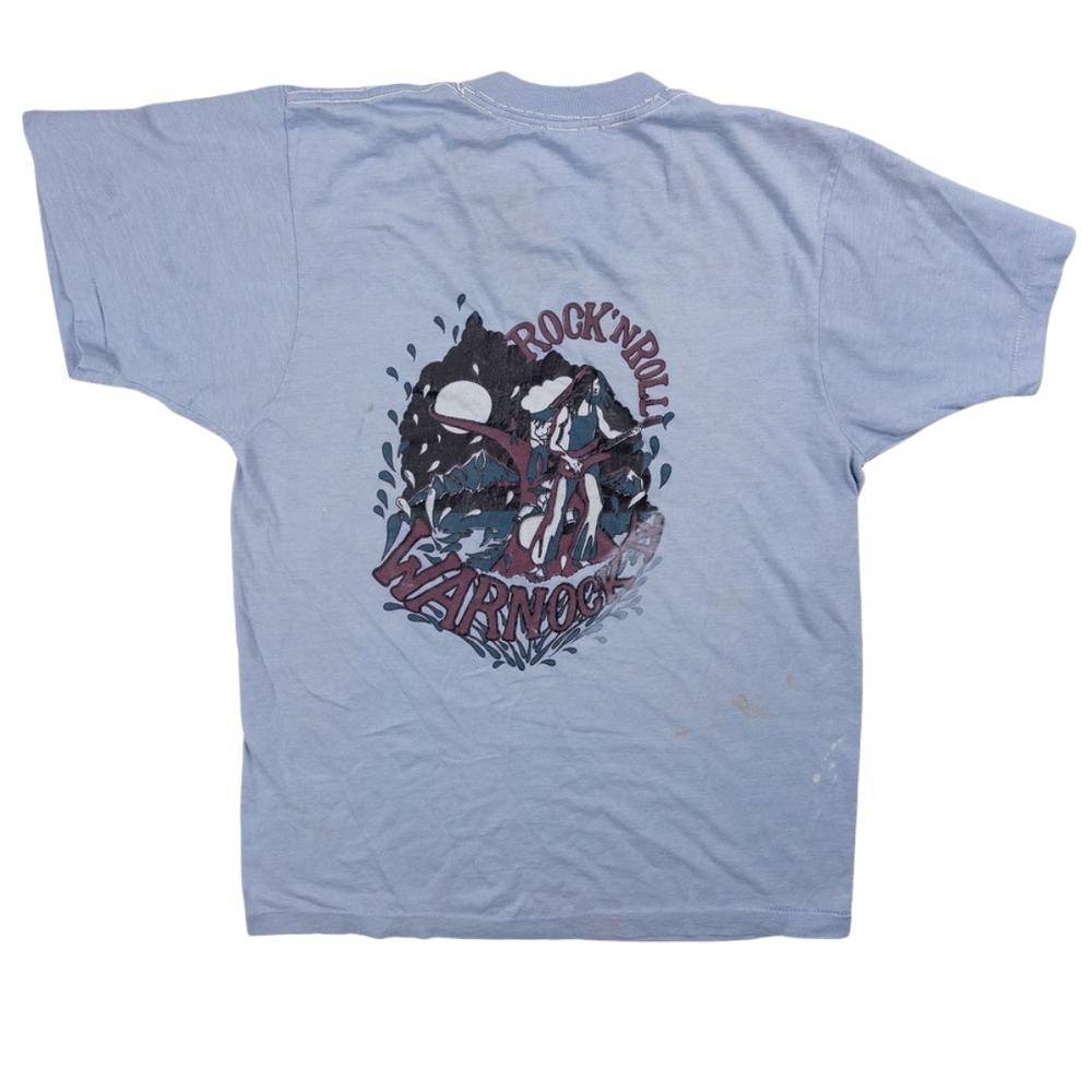 Vintage 70s Rock Thrashed Single Stitch Tee Small Band‎ Music Festival Warnock